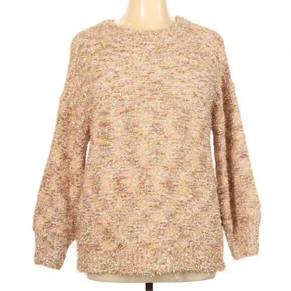 LC Lauren Conrad Sweaters - LC Lauren Conrad Sweater Womens Large Pink/Gold Crew Neck Long Sleeve Pullover